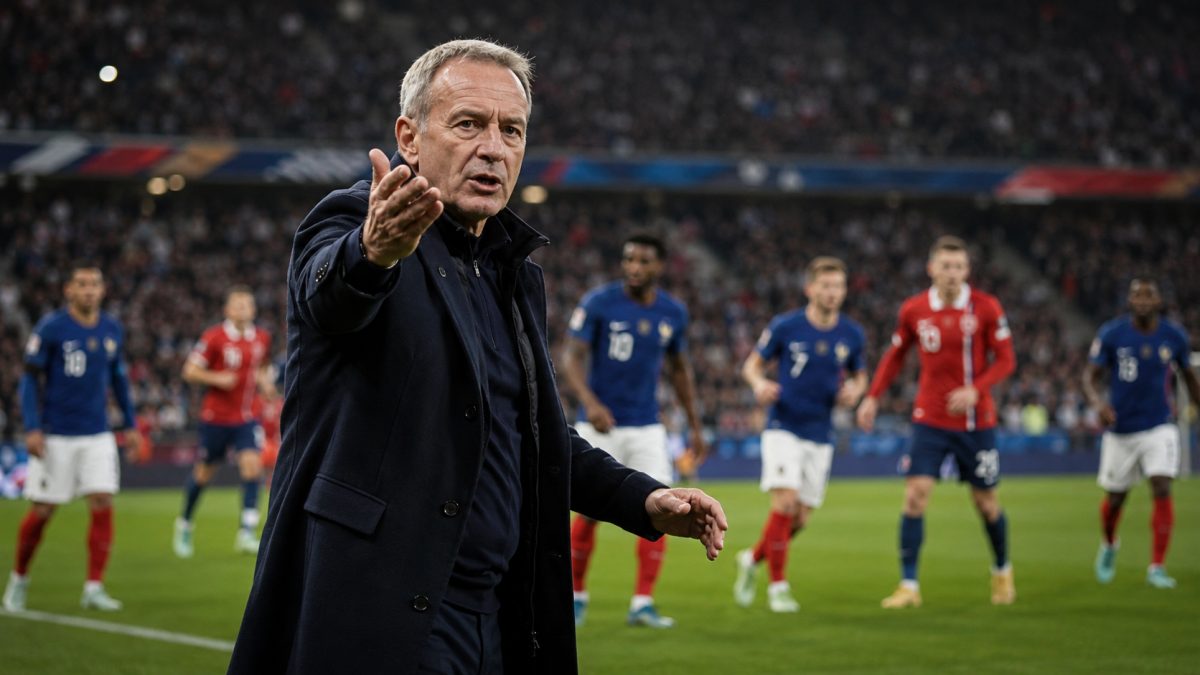 ワールドカップの試合でベンチに座るサッカー監督
