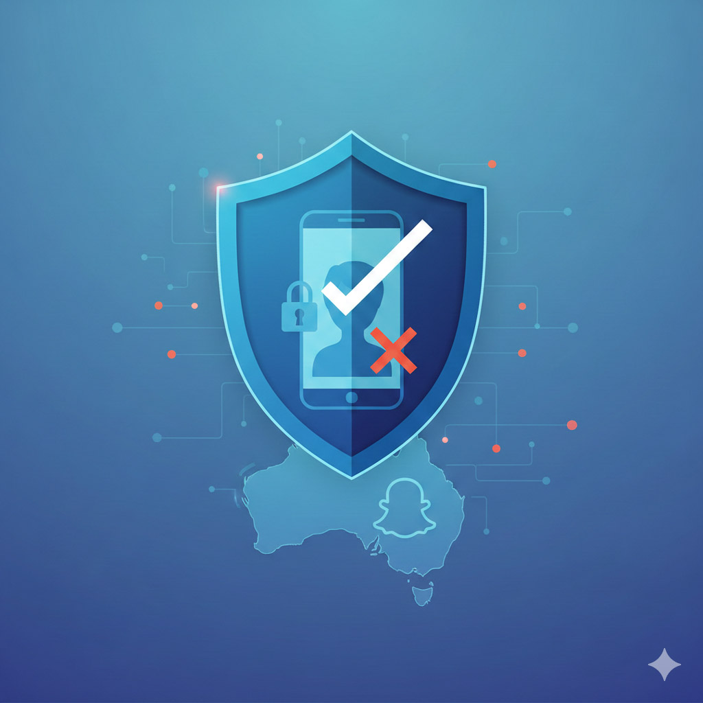 Snapchat logo on a smartphone with Australian flag symbolizing age verification measures for minors online